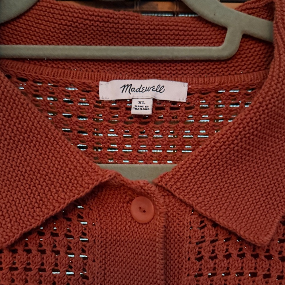 Rust Short Sleeve Knit Cardigan - Picture 2 of 4